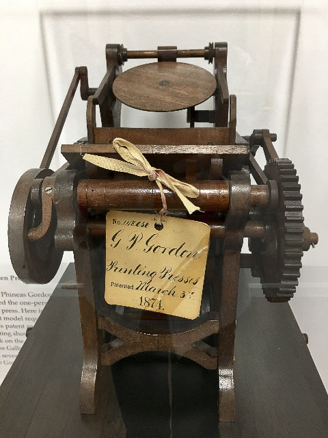 Wood Patent Model of George Phineas Gordon’s Platen Job Press